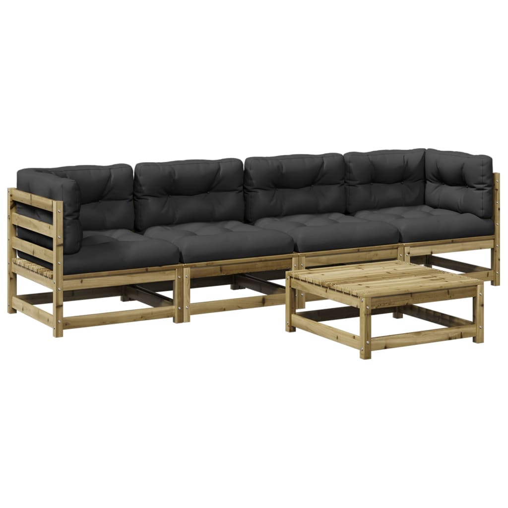 Set mobilier de grădină cu perne, 5 piese, lemn de pin tratat GartenMobel Dekor