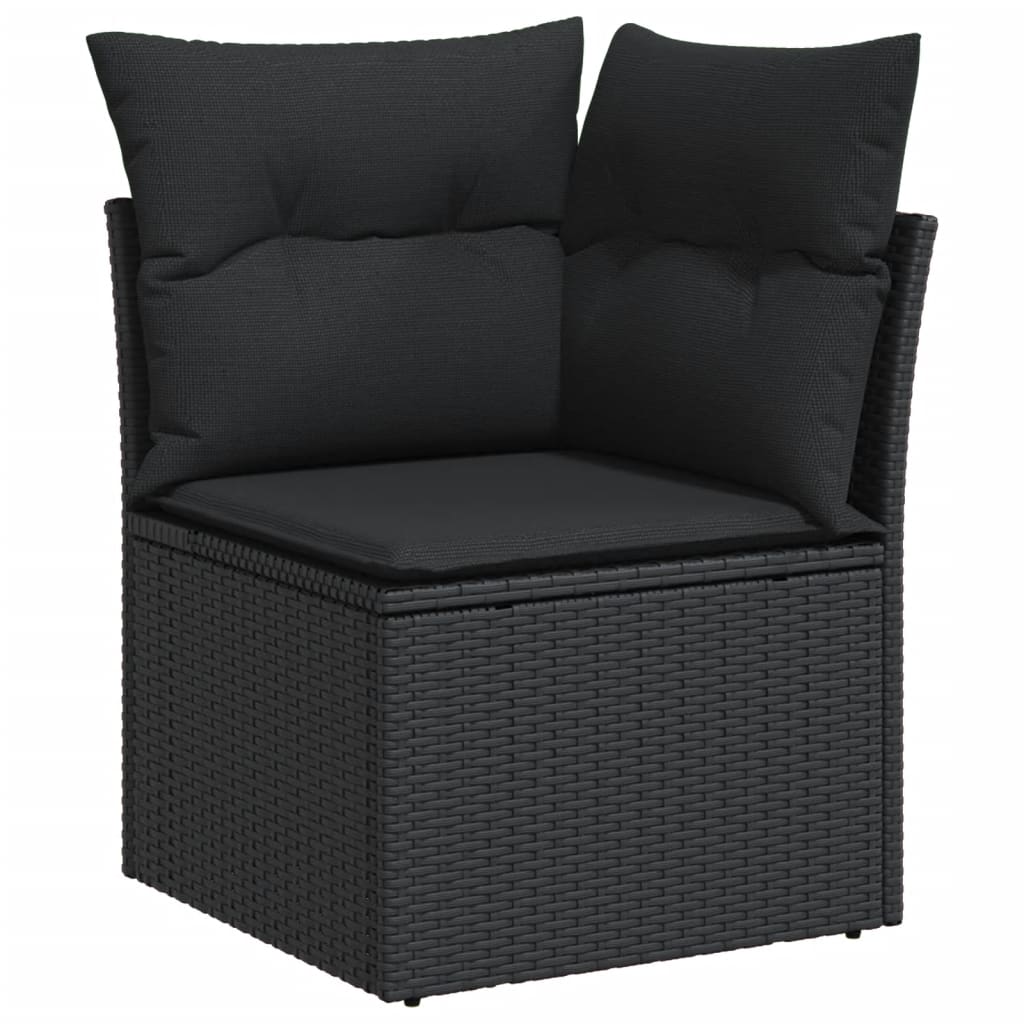 Set mobilier de grădină cu perne, 8 piese, negru, poliratan GartenMobel Dekor