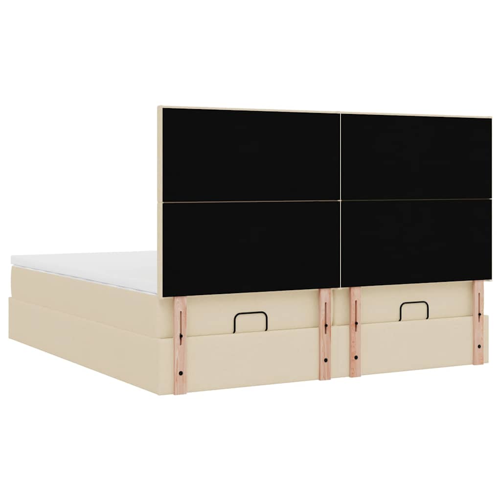 Cadru de pat otoman cu saltele crem 180x200cm stofa GartenMobel Dekor