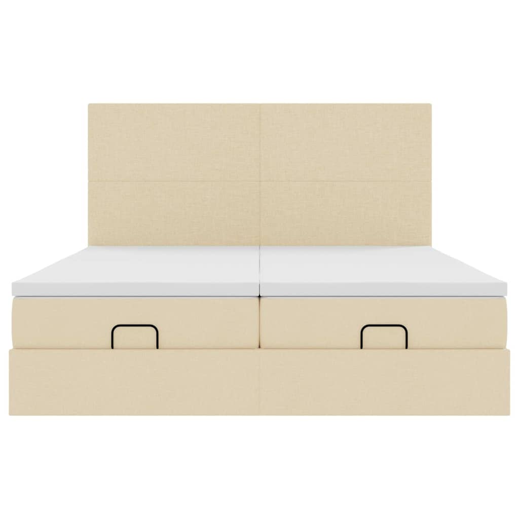 Cadru de pat otoman cu saltele crem 180x200cm stofa GartenMobel Dekor