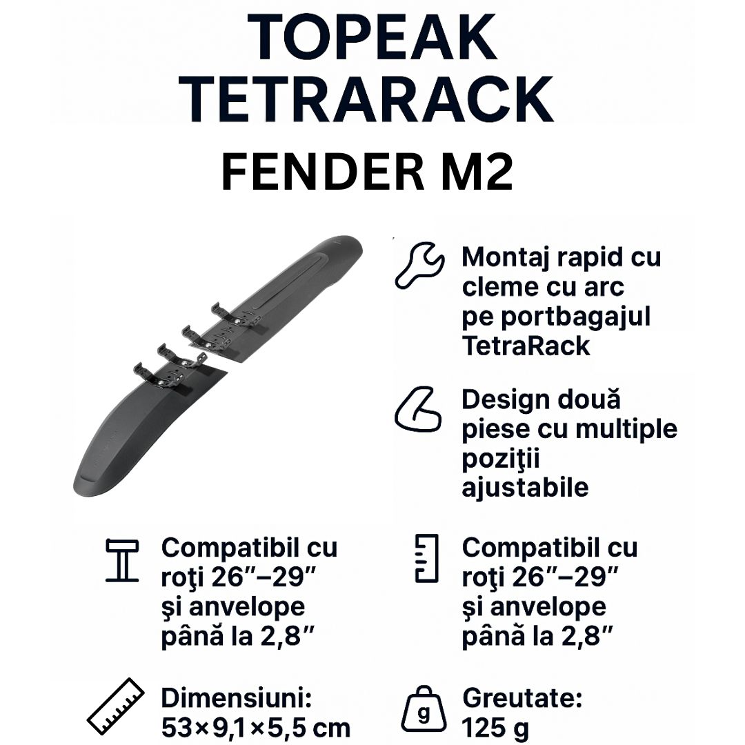 Aparatoare noroi spate Topeak TetraRack Fender M2 Ultimate FactoryBikes