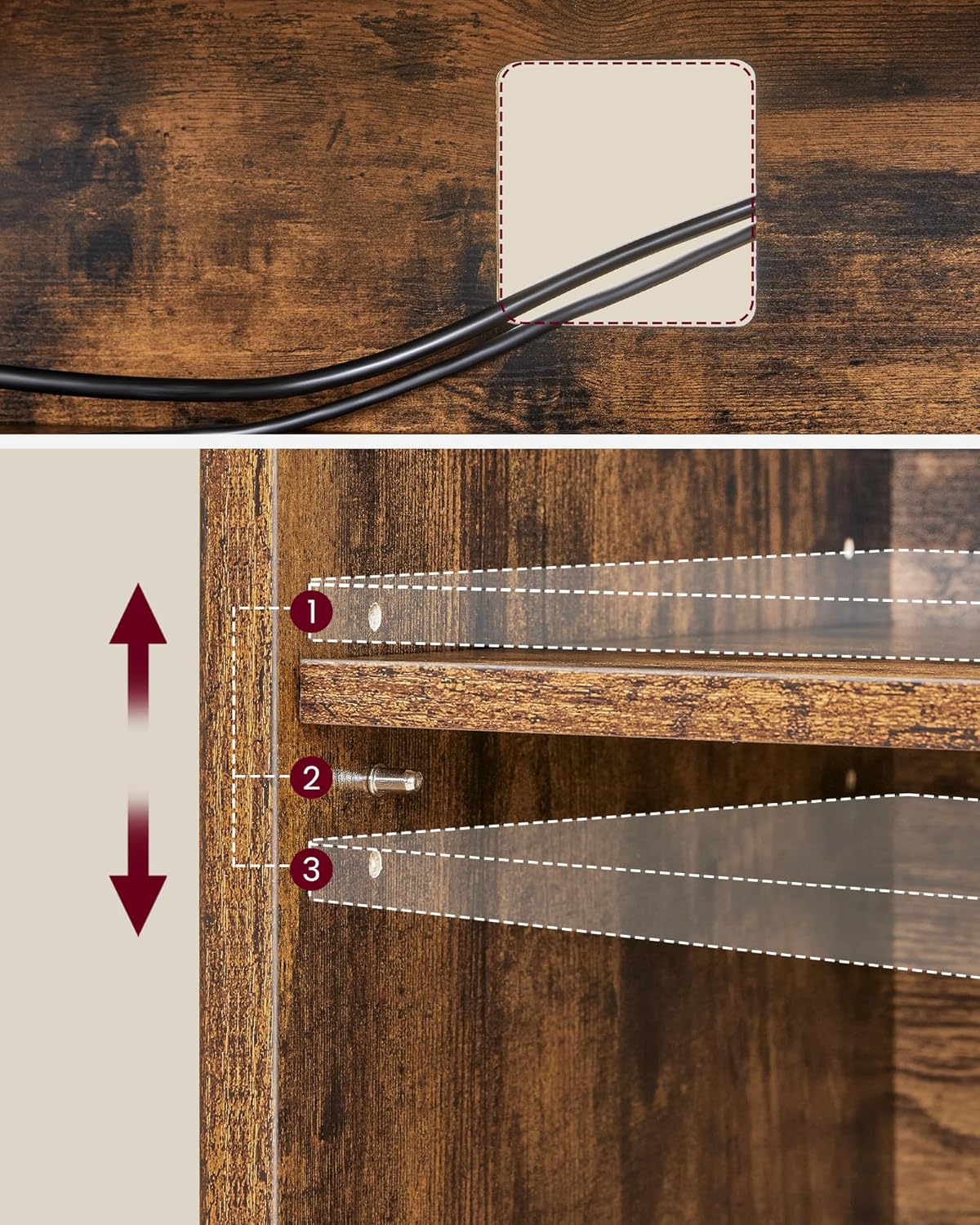 VASAGLE Comoda TV pentru televizoare pana la 65 inch, cadru metal, stil industrial, 147x40x50 cm, maro rustic Household NewTrend