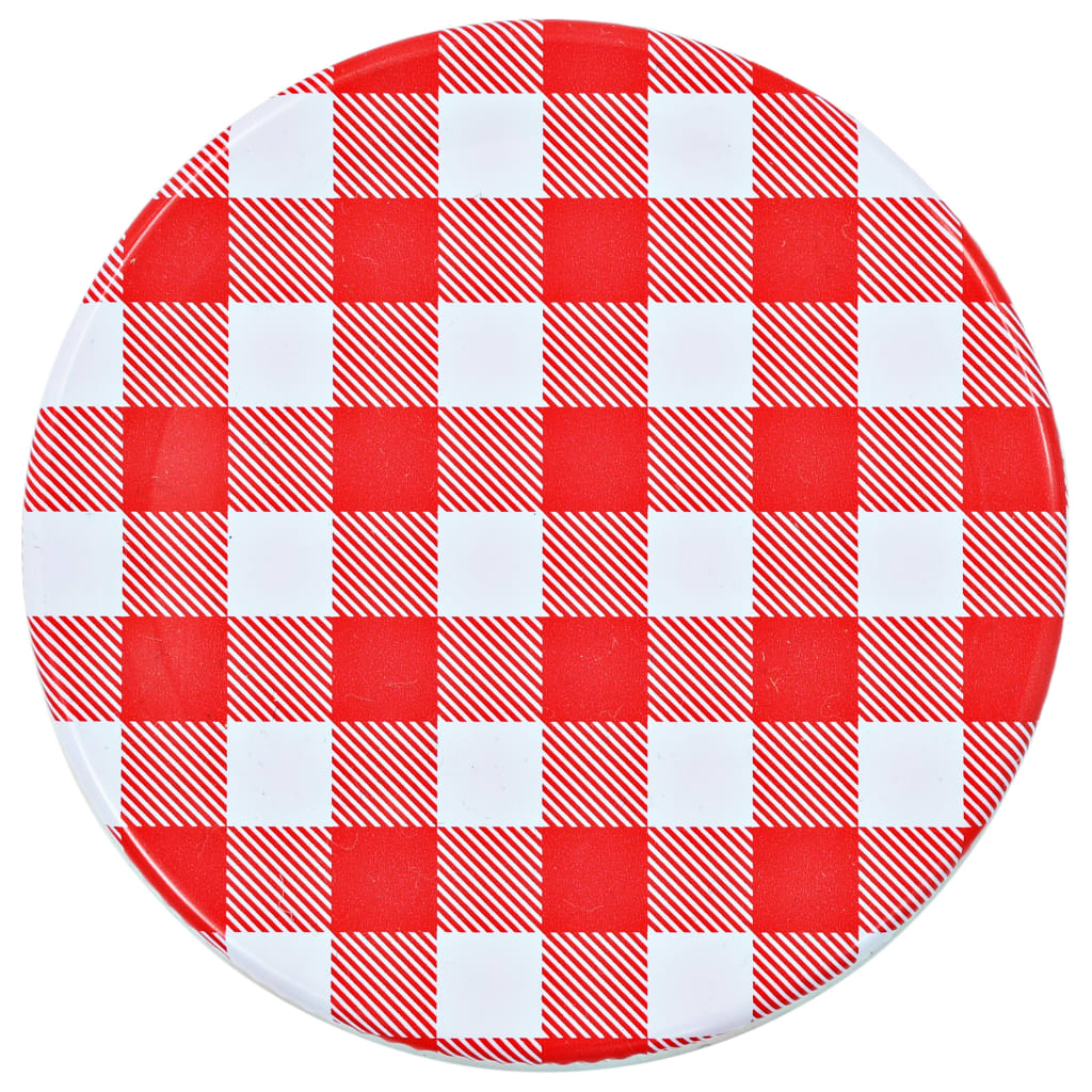 Borcane sticlă pentru gem cu capace alb și roșu 24 buc. 110 ml GartenMobel Dekor