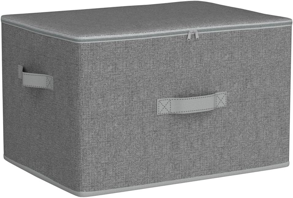 SONGMICS Set 3 cutii de depozitare pliabile, organizatoare pentru dulap, textil, 40x30x25 cm, gri Household NewTrend