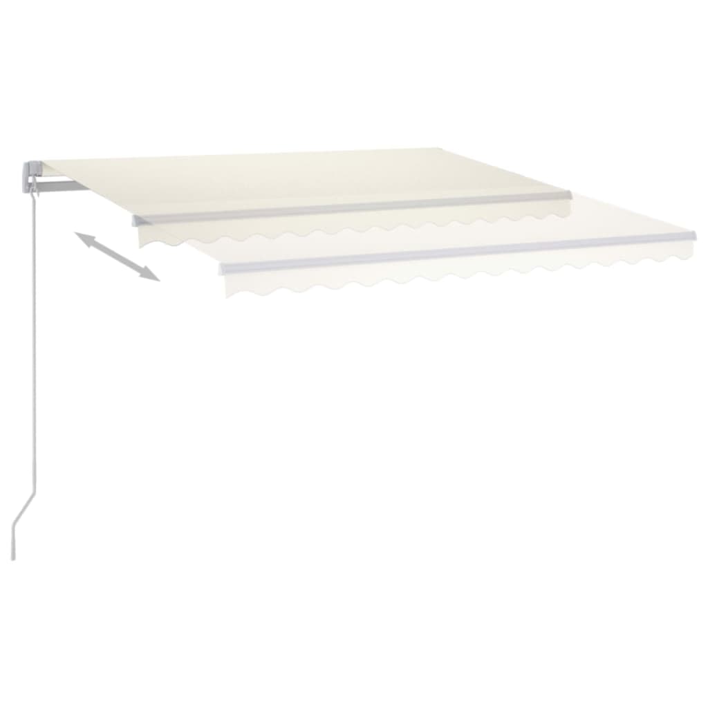 Copertină retractabilă manual cu LED, crem, 450x300 cm GartenMobel Dekor