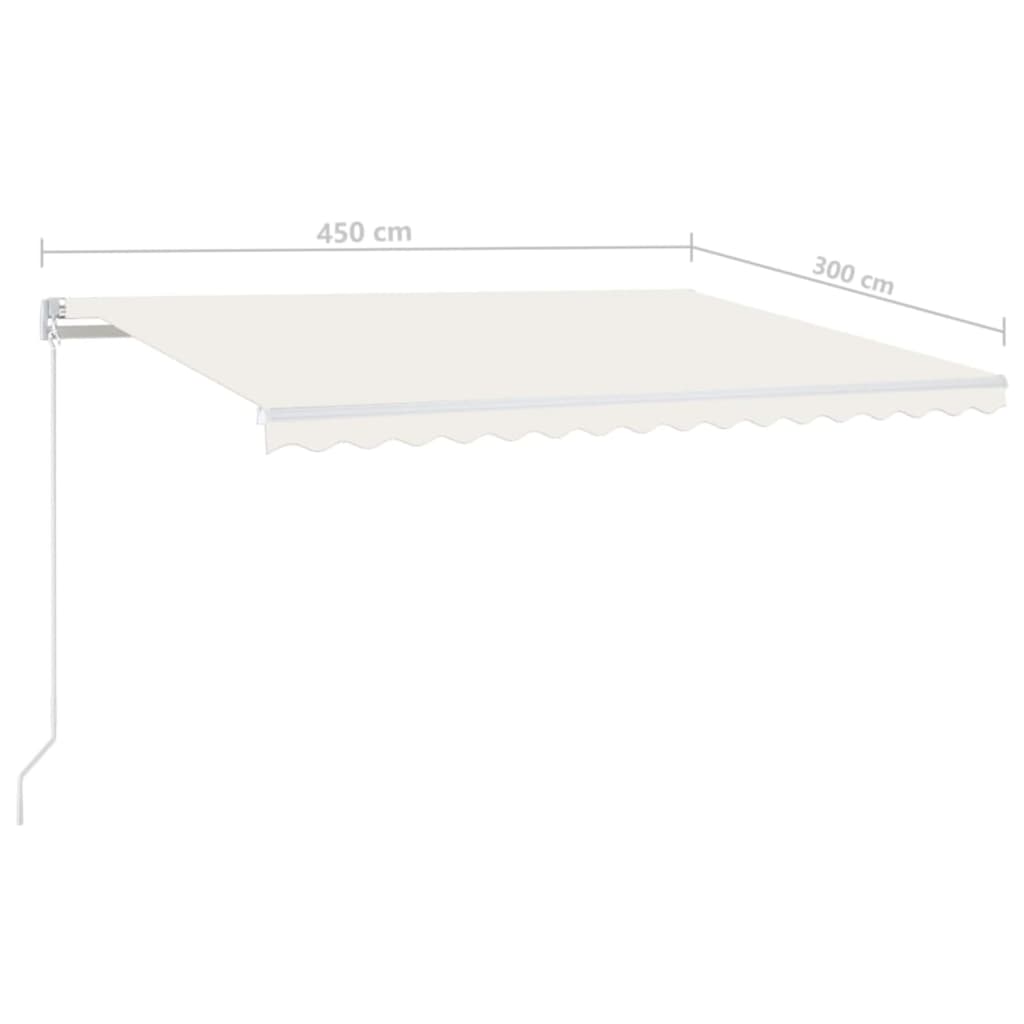 Copertină retractabilă manual cu LED, crem, 450x300 cm GartenMobel Dekor