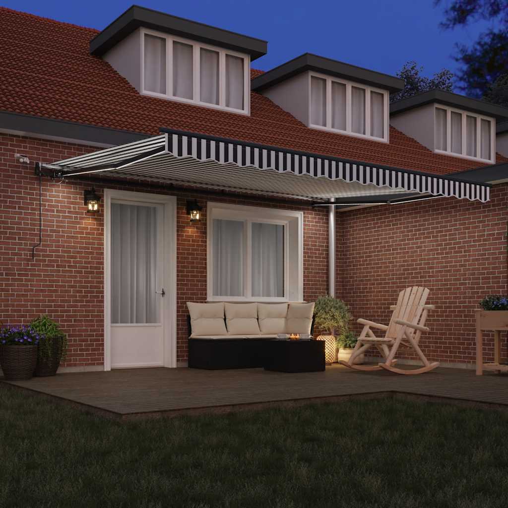Copertină retractabilă automat cu LED, antracit/alb, 450x300 cm GartenMobel Dekor