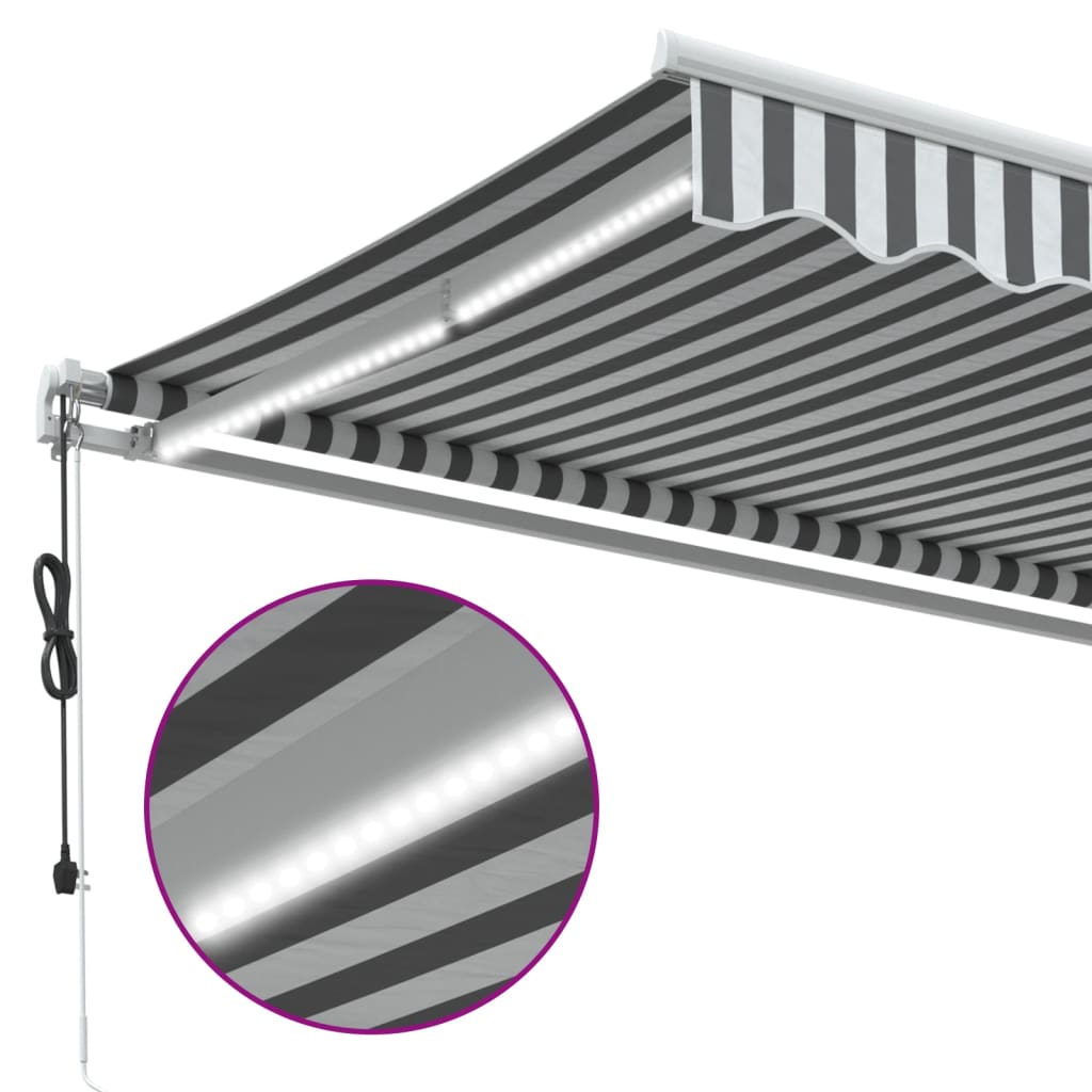 Copertină retractabilă automat cu LED, antracit/alb, 450x350 cm GartenMobel Dekor