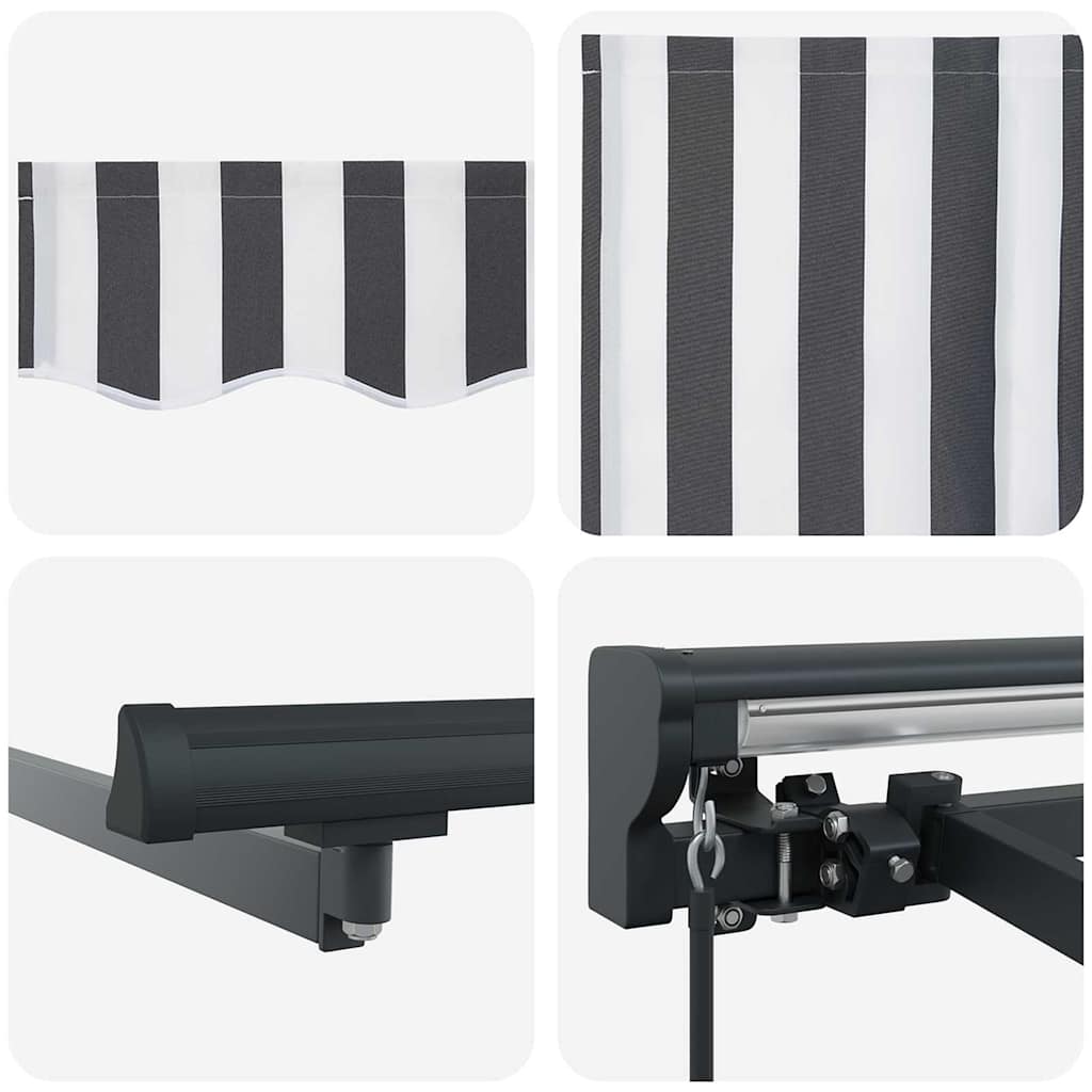 Cortina Retractabilă Manual Antracit și Alb 450 × 300 cm GartenMobel Dekor