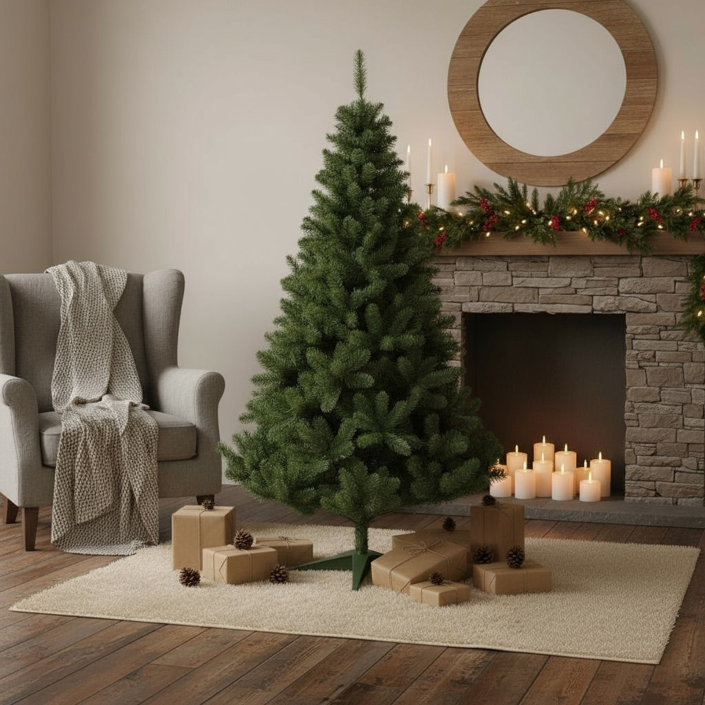 Brad artificial 220 cm cu 14 niveluri – diametru 138 cm, 89 ramuri robuste – model premium natural MultiMark GlobalProd