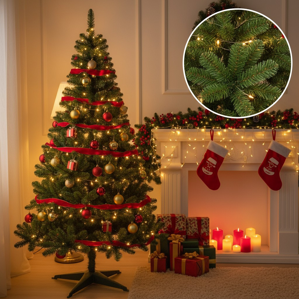 Brad artificial 220 cm cu 14 niveluri – diametru 138 cm, 89 ramuri robuste – model premium natural MultiMark GlobalProd