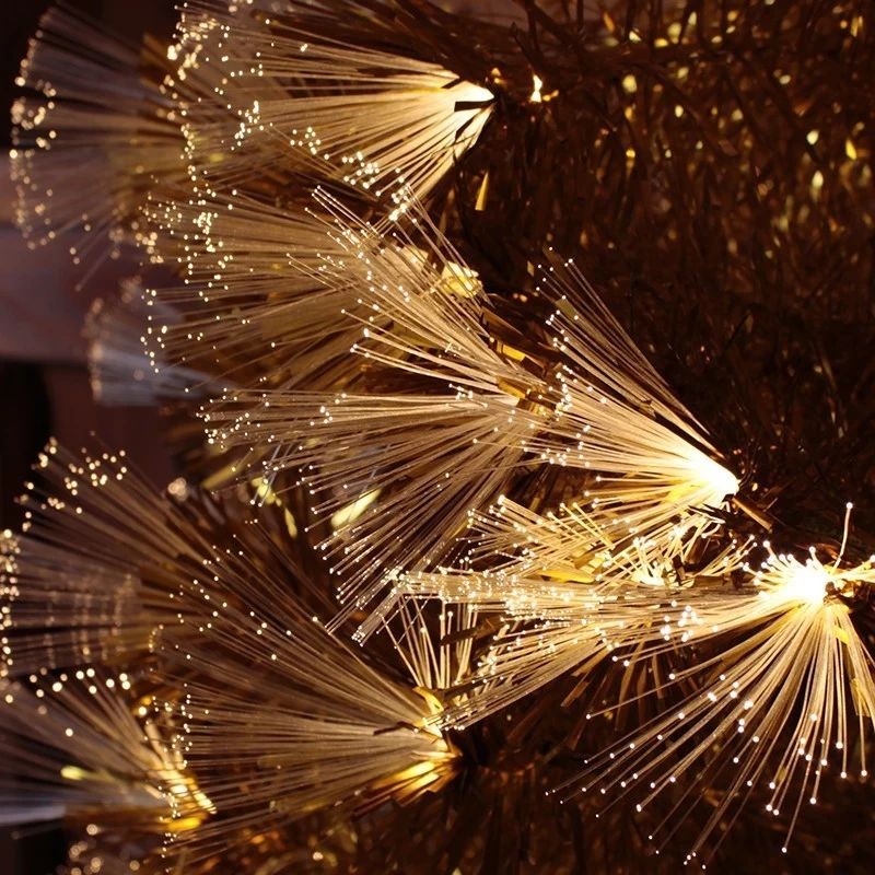 Brad artificial, auriu, 210 cm, iluminat led si fibra optica, suport pliabil MultiMark GlobalProd