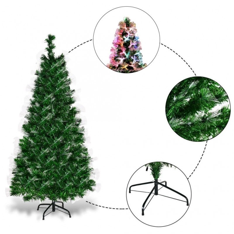 Brad artificial, fibra optica multicolora, inaltime 180 cm, suport metalic MultiMark GlobalProd