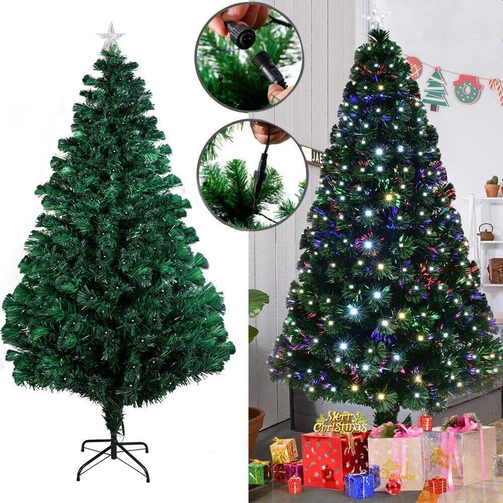 Brad artificial, iluminat cu fibra optica si led-uri, 180 cm, suport metalic inclus MultiMark GlobalProd