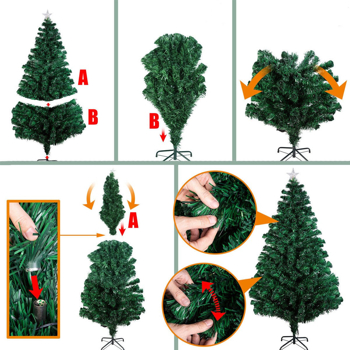 Brad artificial, iluminat cu fibra optica si led-uri, 180 cm, suport metalic inclus MultiMark GlobalProd