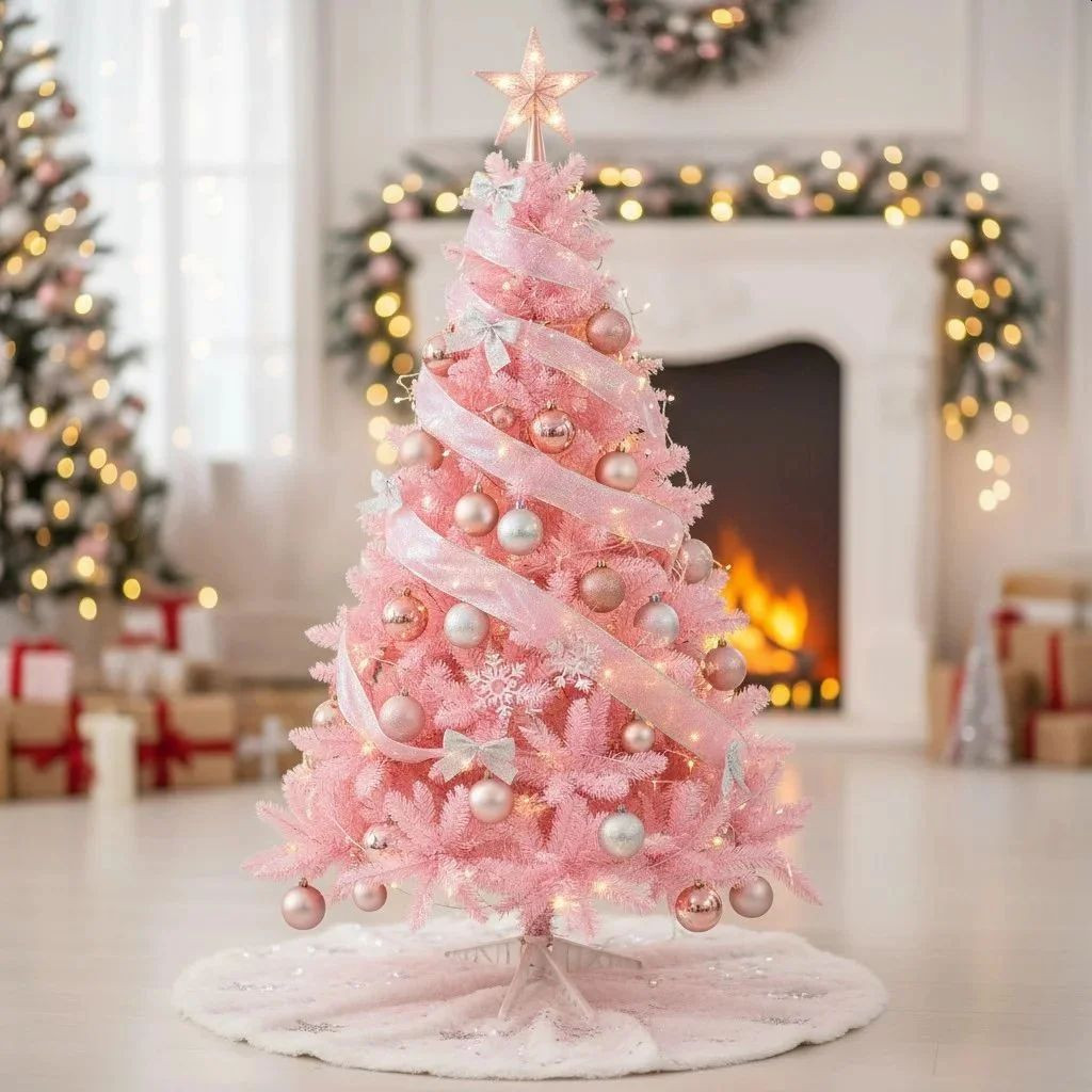 Brad artificial deluxe roz 220 cm – diametru 138 cm, 14 niveluri, 89 ramuri, 536 ace – aspect luxuriant MultiMark GlobalProd