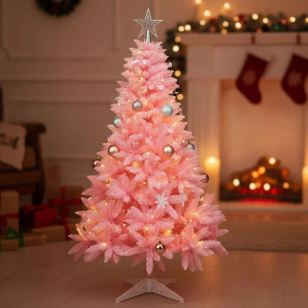 Brad artificial deluxe roz 220 cm – diametru 138 cm, 14 niveluri, 89 ramuri, 536 ace – aspect luxuriant MultiMark GlobalProd