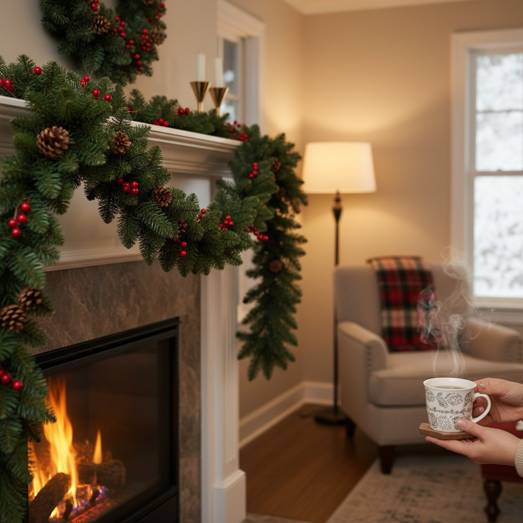 Ghirlanda groasa decorativa din brad artificial, molid scandinav, lungime 5.4 m, verde natural, aspect bogat MultiMark GlobalProd