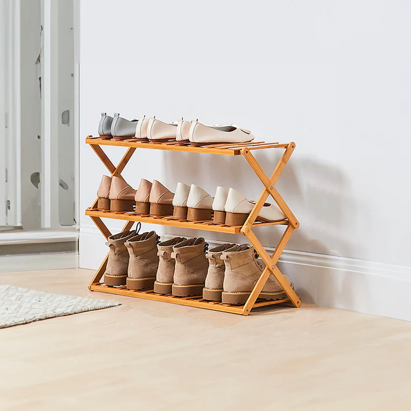 Etajera pantofi pliabila din bambus, pentru 9 perechi, 70x29x53 cm, natur Household NewTrend