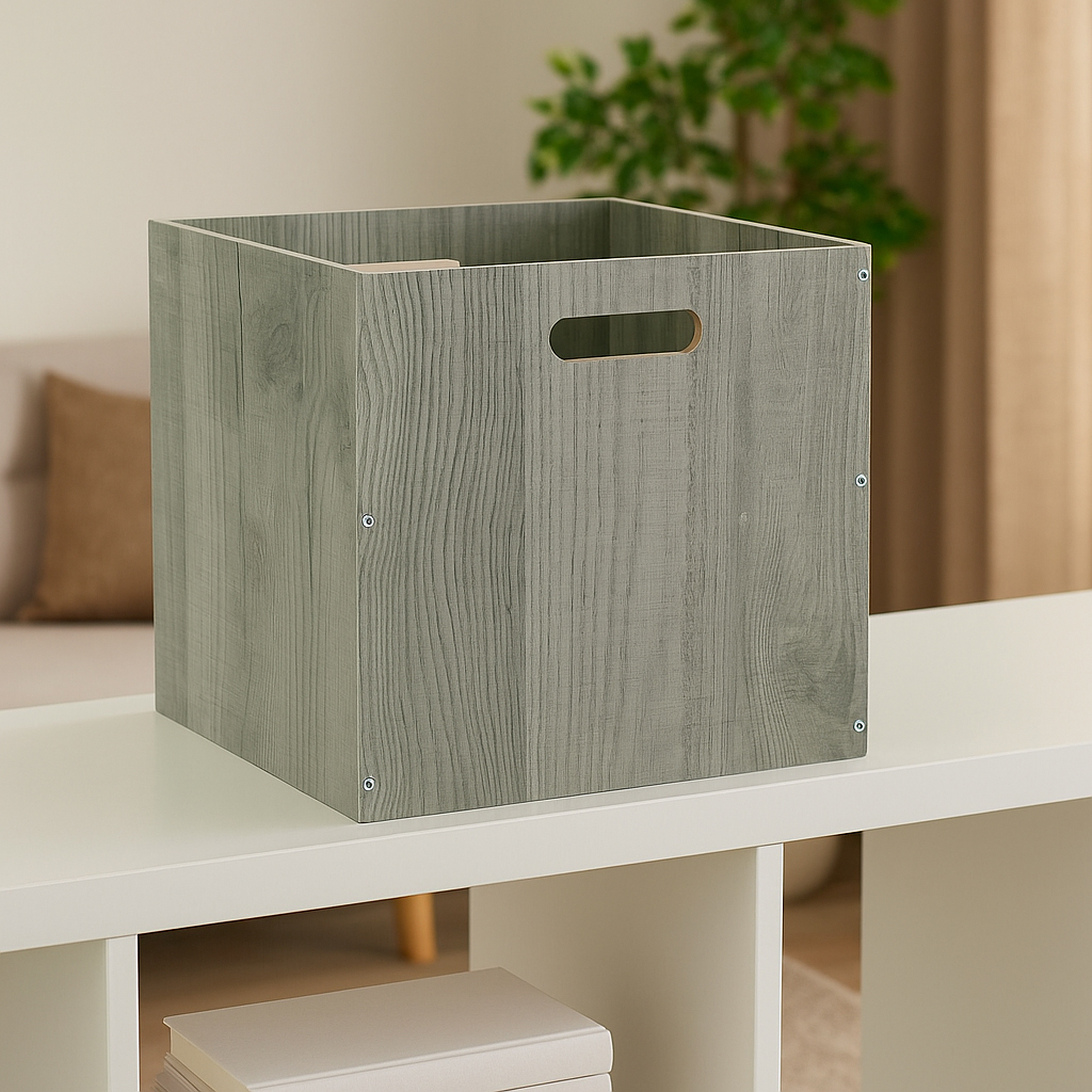 Cutie depozitare 5Five din lemn MDF, pentru raft, 30x30x30 cm, gri Household NewTrend