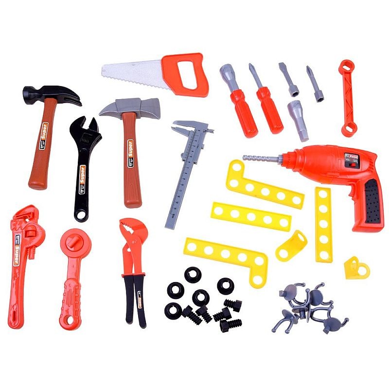 Banc de scule pentru copii, 68x58x33 cm, atelier 50 piese constructii, ceas MultiMark GlobalProd