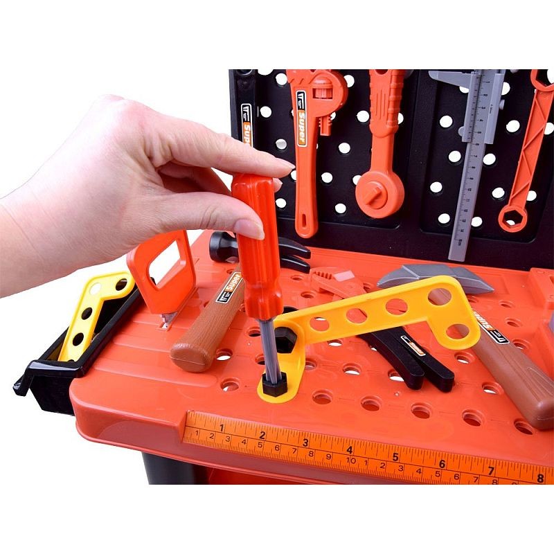 Banc de scule pentru copii, 68x58x33 cm, atelier 50 piese constructii, ceas MultiMark GlobalProd