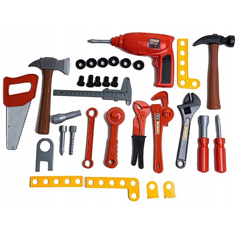 Banc de scule pentru copii, 68x58x33 cm, atelier 50 piese constructii, ceas MultiMark GlobalProd