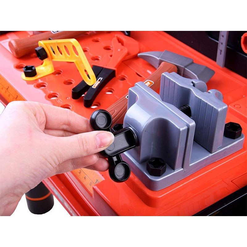 Banc de scule pentru copii, 68x58x33 cm, atelier 50 piese constructii, ceas MultiMark GlobalProd