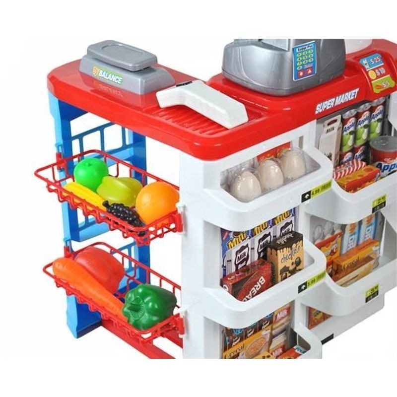 Set supermarket, 24 accesorii, lumini, efecte sonore, carucior cumparaturi, casa de marcat, 82x50x44 cm MultiMark GlobalProd