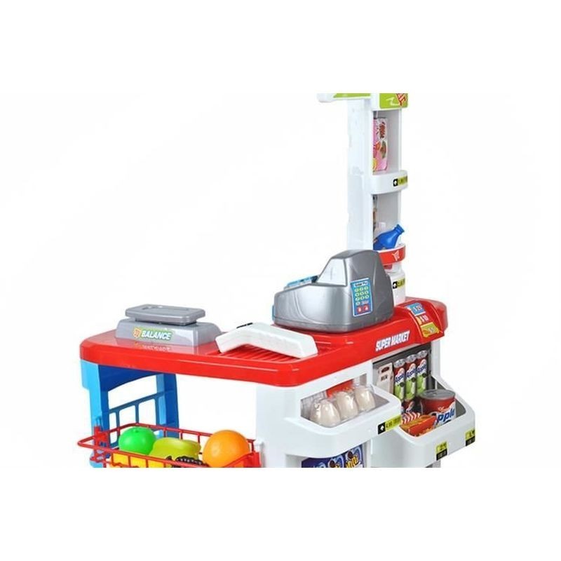 Set supermarket, 24 accesorii, lumini, efecte sonore, carucior cumparaturi, casa de marcat, 82x50x44 cm MultiMark GlobalProd