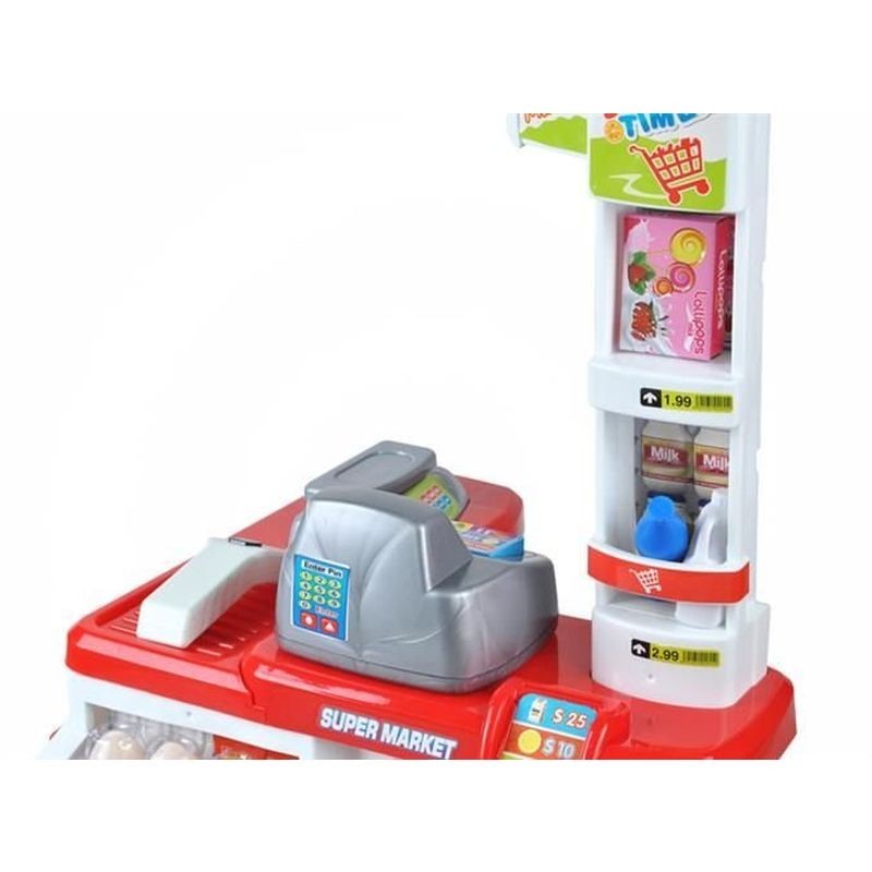 Set supermarket, 24 accesorii, lumini, efecte sonore, carucior cumparaturi, casa de marcat, 82x50x44 cm MultiMark GlobalProd