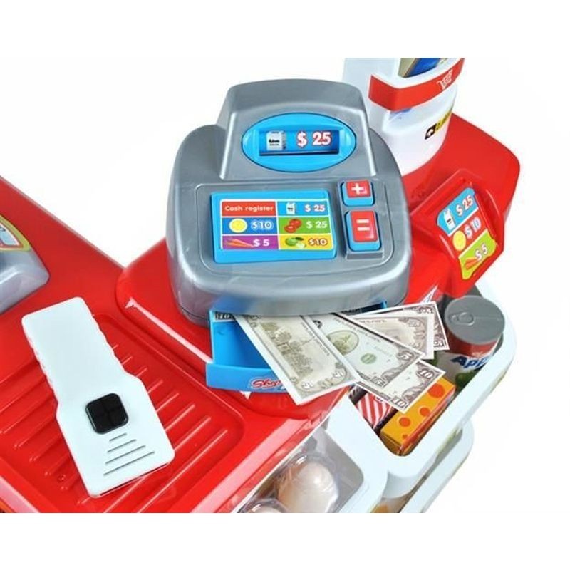 Set supermarket, 24 accesorii, lumini, efecte sonore, carucior cumparaturi, casa de marcat, 82x50x44 cm MultiMark GlobalProd