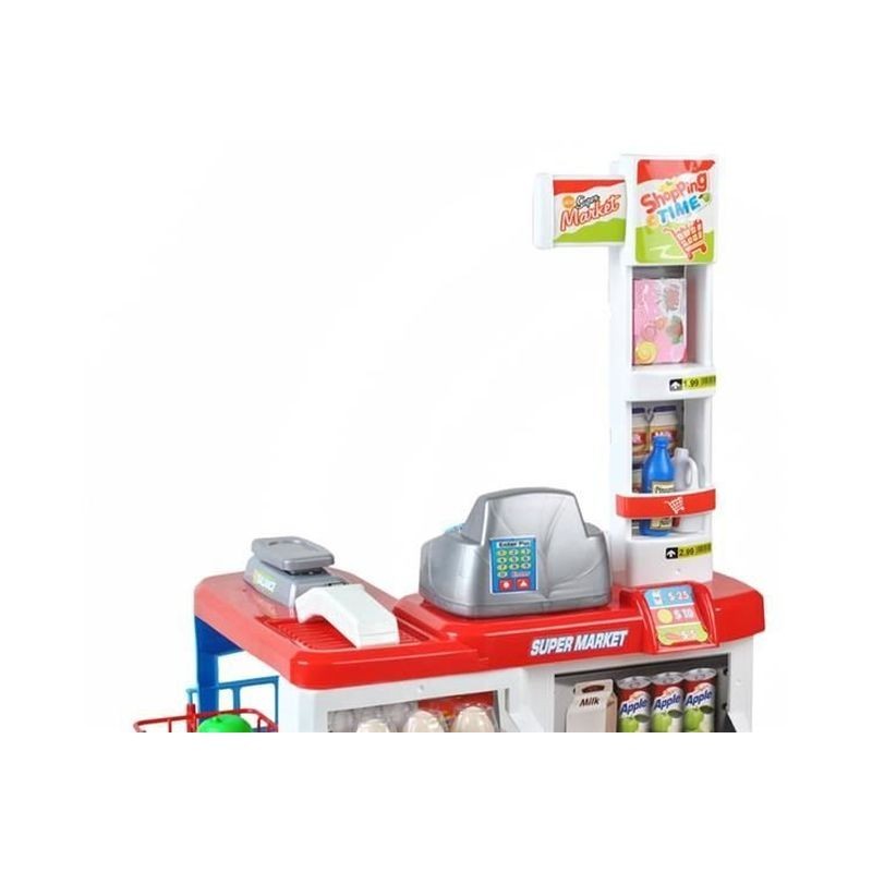 Set supermarket, 24 accesorii, lumini, efecte sonore, carucior cumparaturi, casa de marcat, 82x50x44 cm MultiMark GlobalProd