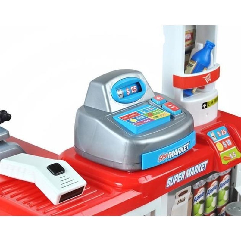 Set supermarket, 24 accesorii, lumini, efecte sonore, carucior cumparaturi, casa de marcat, 82x50x44 cm MultiMark GlobalProd