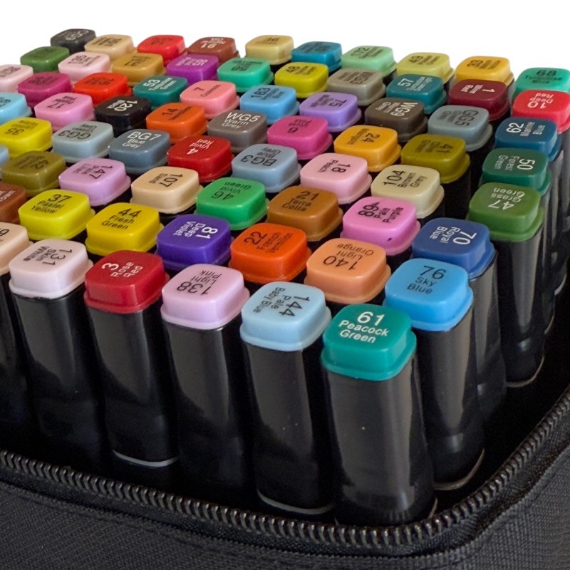 Set 80 markere colorate cu varf dublu, geanta depozitare MultiMark GlobalProd