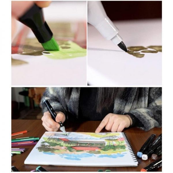 Set 80 markere colorate cu varf dublu, geanta depozitare MultiMark GlobalProd