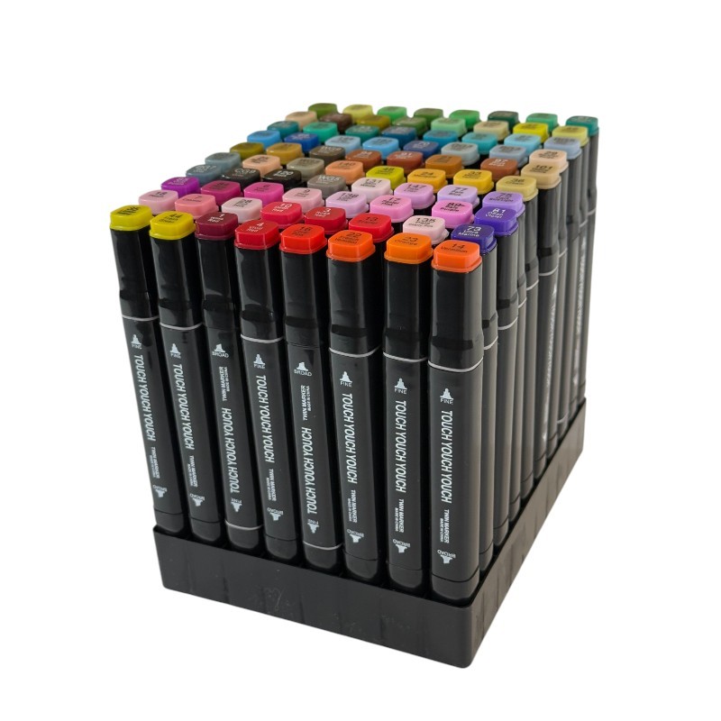 Set 80 markere colorate cu varf dublu, geanta depozitare MultiMark GlobalProd