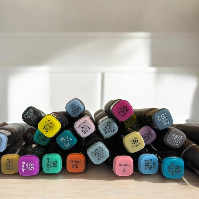 Set 80 markere colorate cu varf dublu, geanta depozitare MultiMark GlobalProd