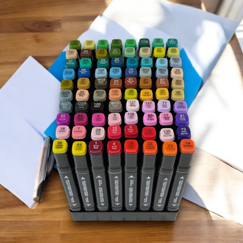 Set 80 markere colorate cu varf dublu, geanta depozitare MultiMark GlobalProd