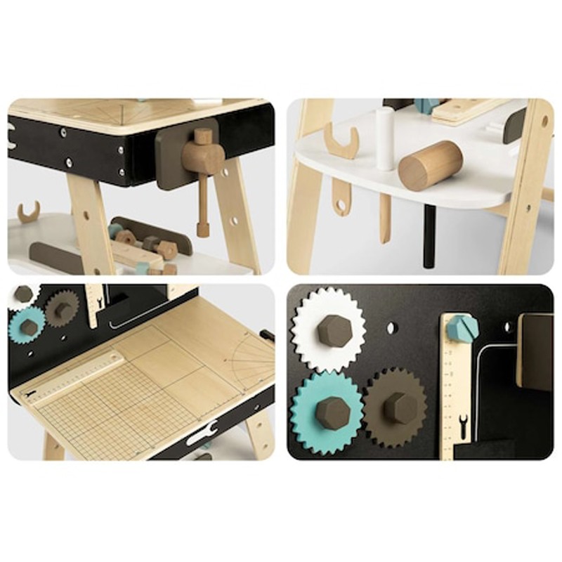 Banc de lucru pentru copii, 8 unelte, raft depozitare, 74x50 cm, lemn MultiMark GlobalProd