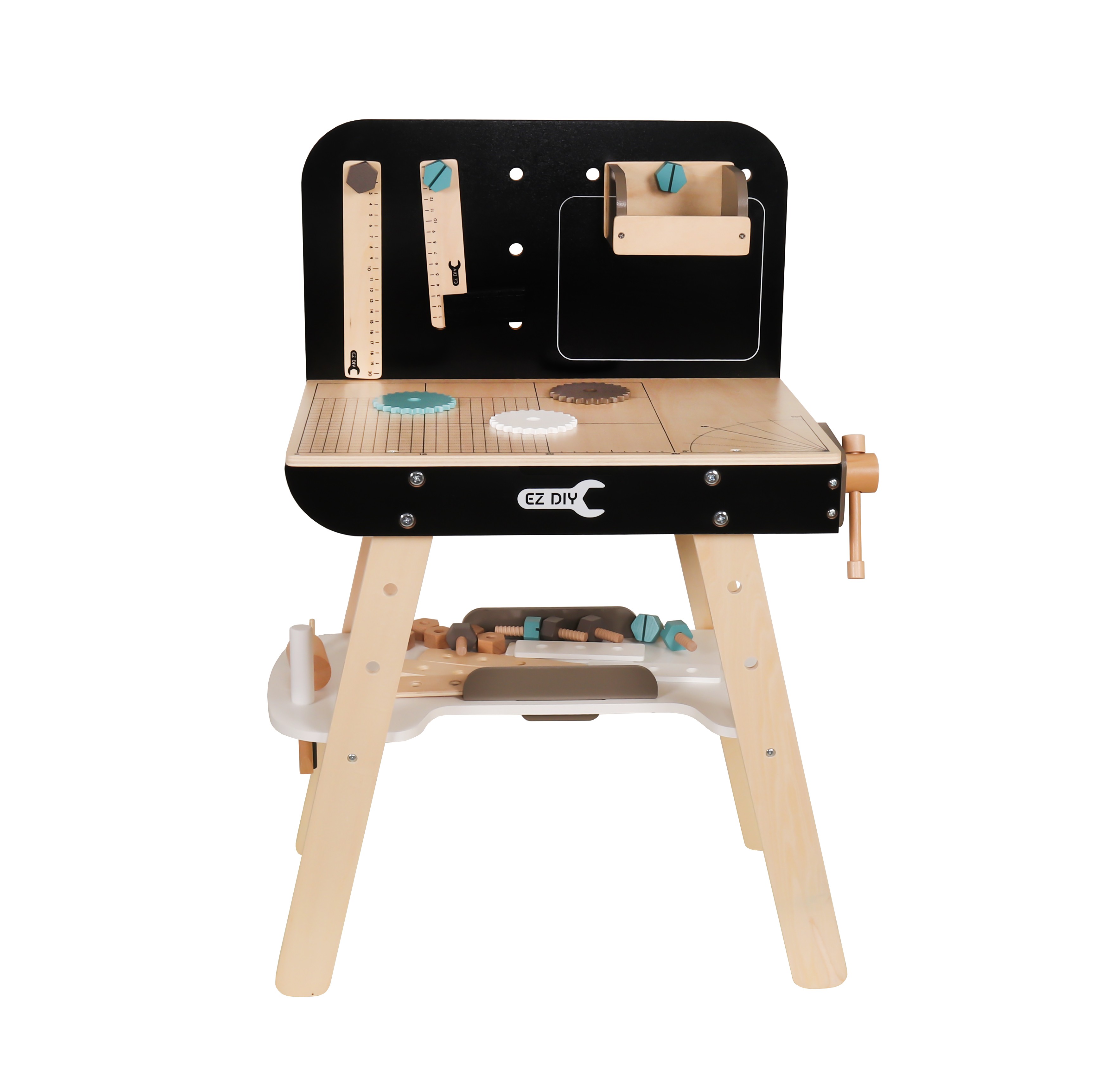 Banc de lucru pentru copii, 8 unelte, raft depozitare, 74x50 cm, lemn MultiMark GlobalProd