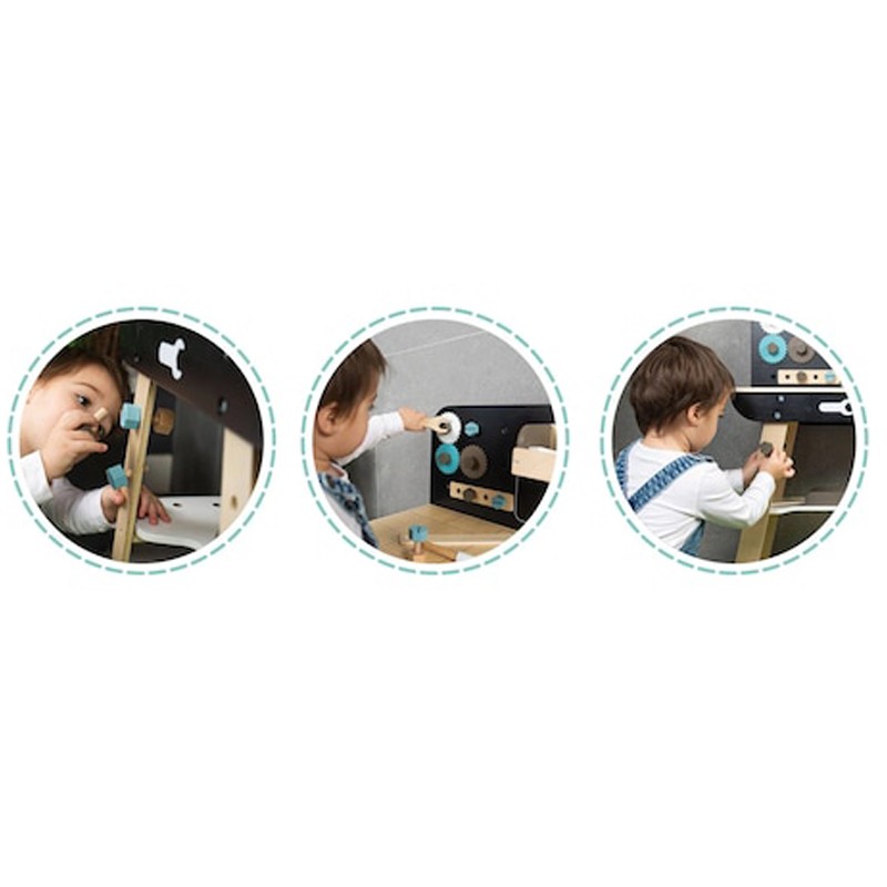 Banc de lucru pentru copii, 8 unelte, raft depozitare, 74x50 cm, lemn MultiMark GlobalProd