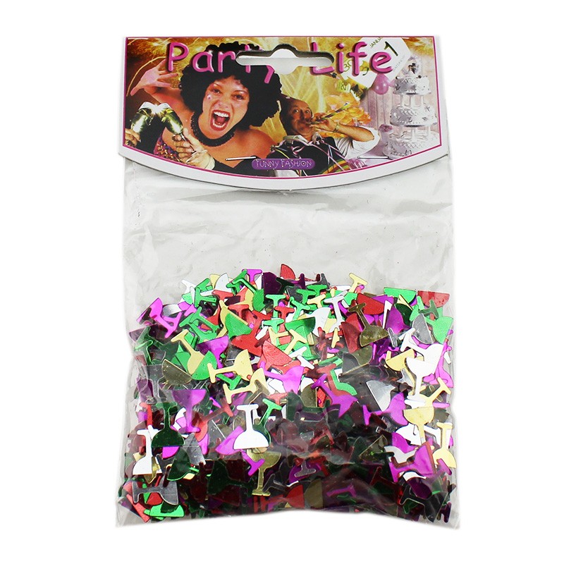 Confetti decor masa, in forma de pahar, multicolore, 26 grame, accesorii petrecere MultiMark GlobalProd