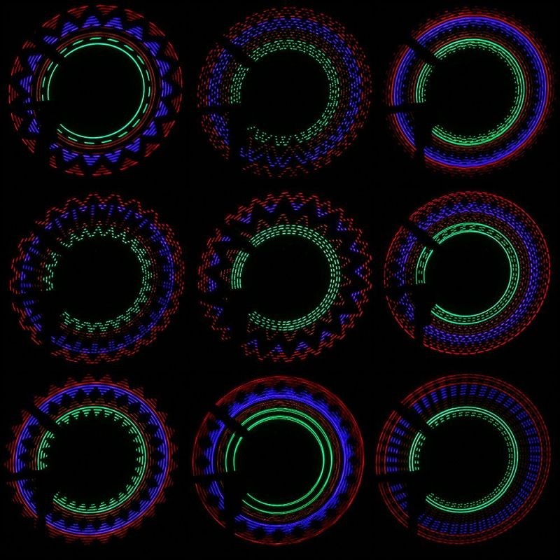 Lumina spita bicicleta 32 led-uri, 4 culori, 30 modele glow, baterii aaa MultiMark GlobalProd