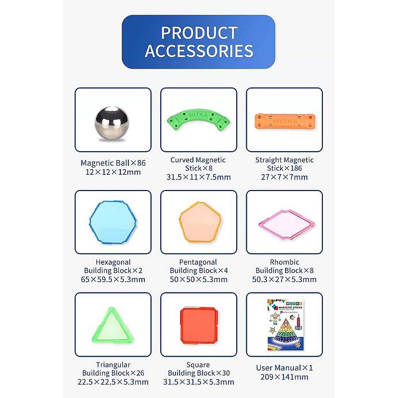 Set constructie magnetic 3d, 350 piese, multicolor, educativ, interactiv, varsta 6+, procart MultiMark GlobalProd