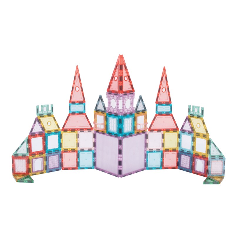 Set magnetic pentru constructii, 66 piese multicolor, plastic transparent, margini magnet MultiMark GlobalProd