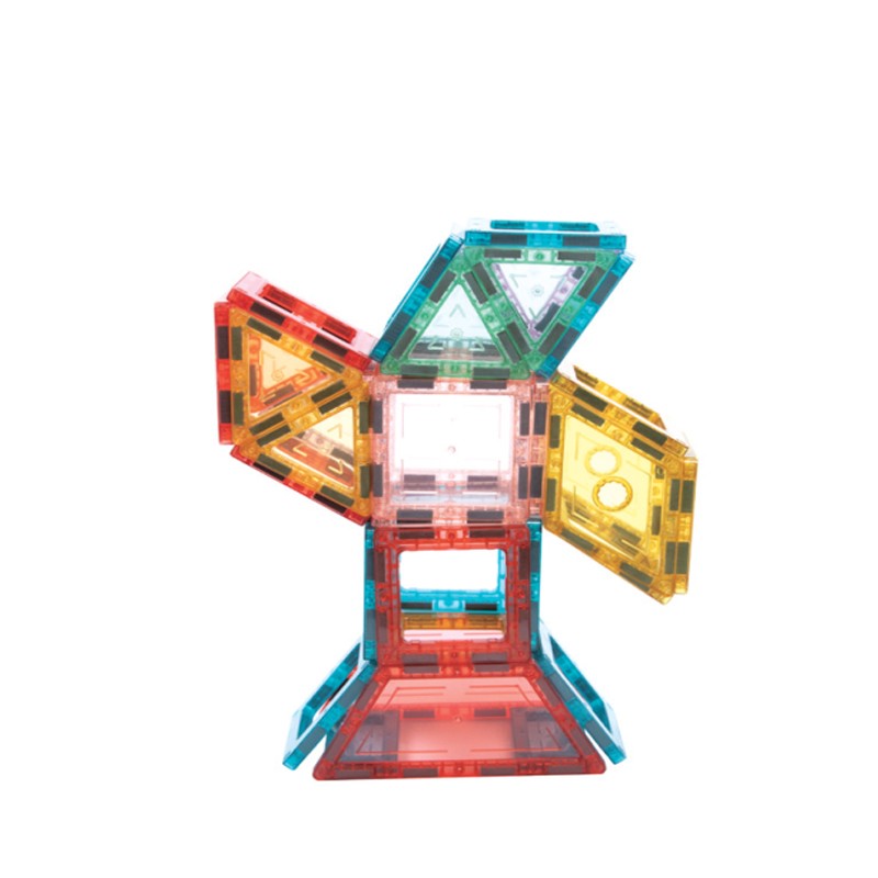 Set magnetic pentru constructii, 66 piese multicolor, plastic transparent, margini magnet MultiMark GlobalProd