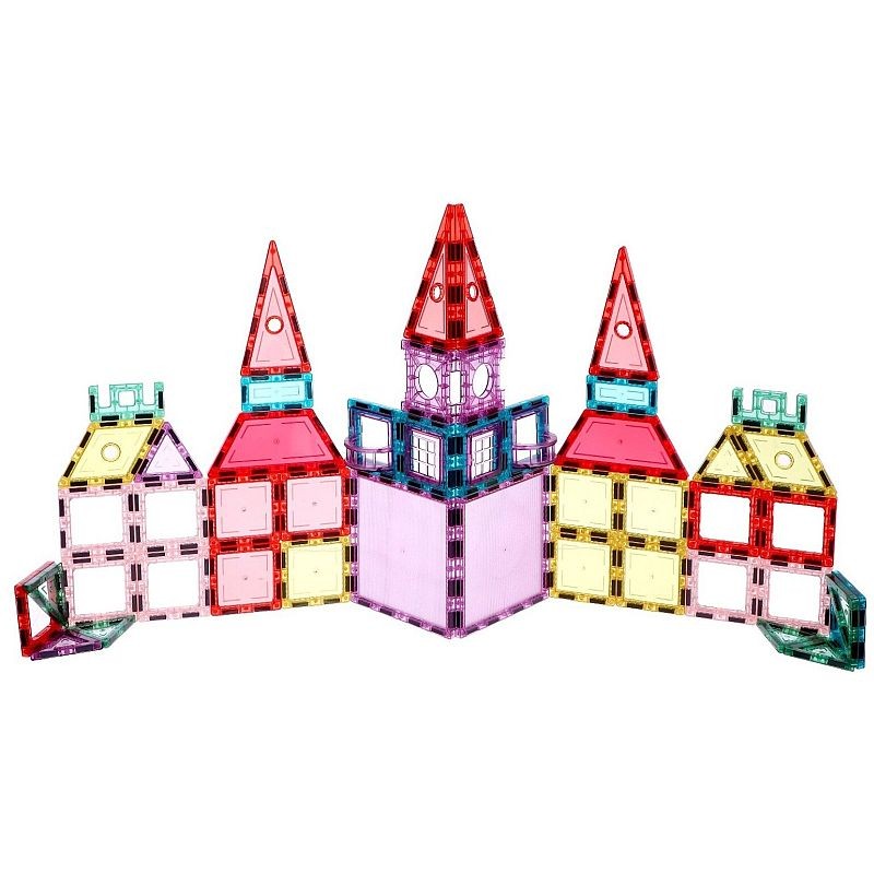 Set magnetic pentru constructii, 66 piese multicolor, plastic transparent, margini magnet MultiMark GlobalProd