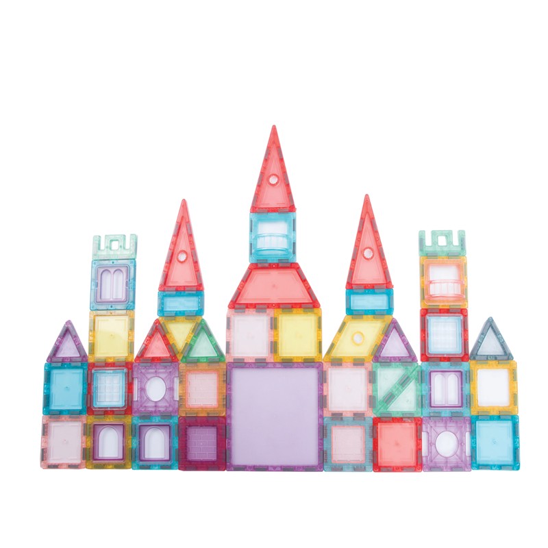 Set magnetic pentru constructii, 66 piese multicolor, plastic transparent, margini magnet MultiMark GlobalProd