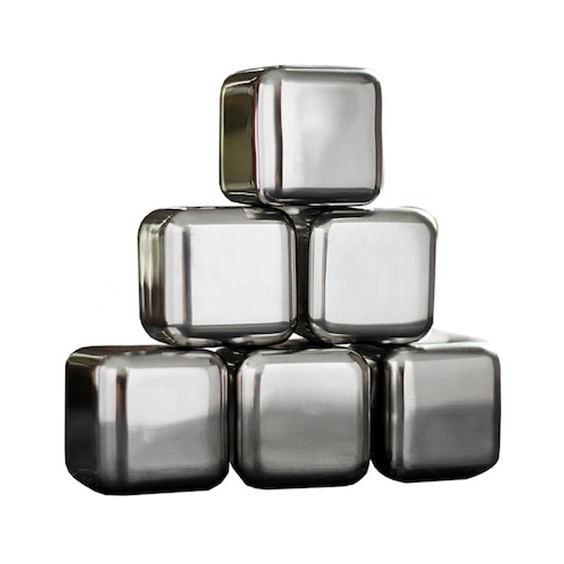 Set 6 cuburi de gheata din inox, cleste, cutie depozitare, 2.6 cm MultiMark GlobalProd